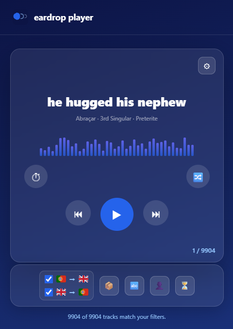 The eardrop player mid-playback