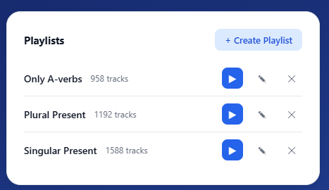 Saved playlists in the eardrop player