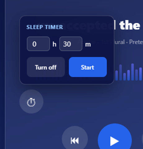 Sleep timer in the eardrop player
